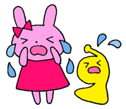 Stamp of a French horn and rabbit. sticker #8418214