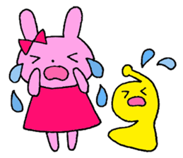 Stamp of a French horn and rabbit. sticker #8418214