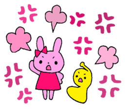 Stamp of a French horn and rabbit. sticker #8418215