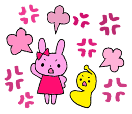 Stamp of a French horn and rabbit. sticker #8418215