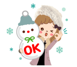 An adult, pretty winter stamp sticker #8421614