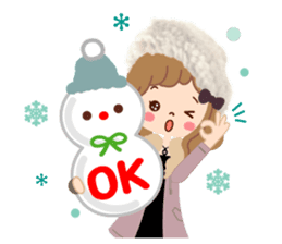 An adult, pretty winter stamp sticker #8421614