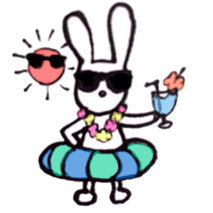 Deadpan white rabbit sticker #8422577