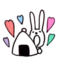 Deadpan white rabbit sticker #8422579