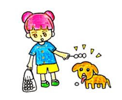 Pink Hair Girl by KidG6 sticker #8438222