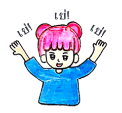 Pink Hair Girl by KidG6 sticker #8438235