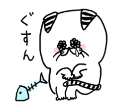 Fun life striped cat and chick. sticker #8444492