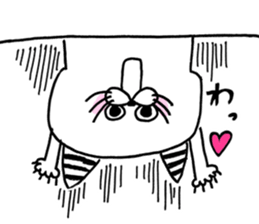 Fun life striped cat and chick. sticker #8444498