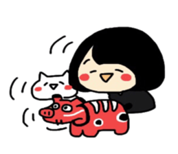 Maki-Chan and cat Fukushima dialect2 sticker #8444616