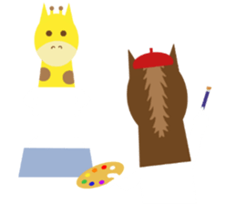 Horse and giraffe - Fall New Year ~ sticker #8473392
