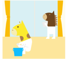 Horse and giraffe - Fall New Year ~ sticker #8473400
