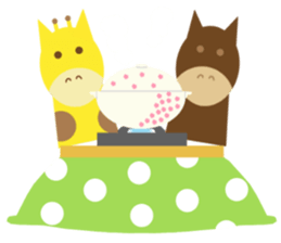 Horse and giraffe - Fall New Year ~ sticker #8473409