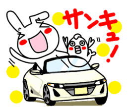 Rabbit and fish like a convertible. sticker #8475711