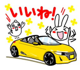 Rabbit and fish like a convertible. sticker #8475718