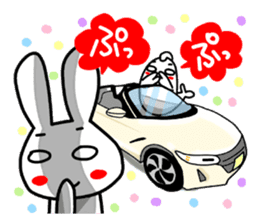 Rabbit and fish like a convertible. sticker #8475723