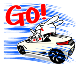 Rabbit and fish like a convertible. sticker #8475725