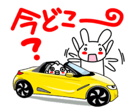 Rabbit and fish like a convertible. sticker #8475728