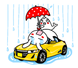 Rabbit and fish like a convertible. sticker #8475730