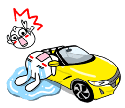 Rabbit and fish like a convertible. sticker #8475732