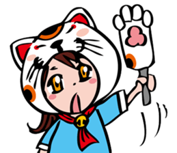 manekineko girl kawaii lucky cat sticker #8477946
