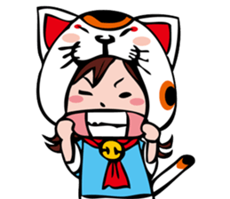 manekineko girl kawaii lucky cat sticker #8477949