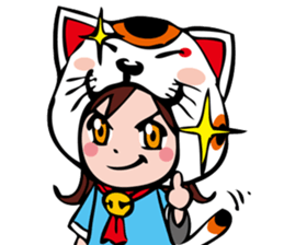 manekineko girl kawaii lucky cat sticker #8477953
