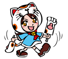 manekineko girl kawaii lucky cat sticker #8477954