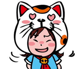 manekineko girl kawaii lucky cat sticker #8477959