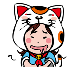 manekineko girl kawaii lucky cat sticker #8477967