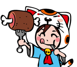manekineko girl kawaii lucky cat sticker #8477968