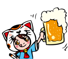 manekineko girl kawaii lucky cat sticker #8477969