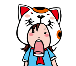 manekineko girl kawaii lucky cat sticker #8477973