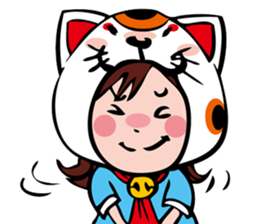 manekineko girl kawaii lucky cat sticker #8477976