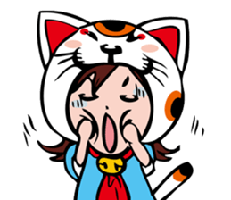 manekineko girl kawaii lucky cat sticker #8477981