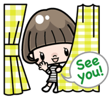 Cute girl with bobbed hair 2 sticker #8484921