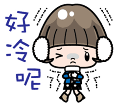 Cute girl with bobbed hair 2 sticker #8484922