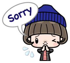 Cute girl with bobbed hair 2 sticker #8484929