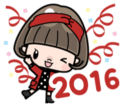 Cute girl with bobbed hair 2 sticker #8484942