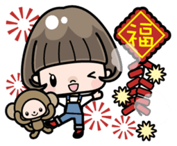 Cute girl with bobbed hair 2 sticker #8484951