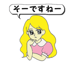 A girl reading in monotone when talks. sticker #8486298