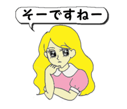 A girl reading in monotone when talks. sticker #8486298