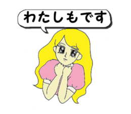 A girl reading in monotone when talks. sticker #8486299