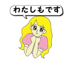 A girl reading in monotone when talks. sticker #8486299