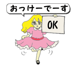 A girl reading in monotone when talks. sticker #8486308