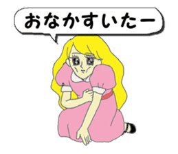 A girl reading in monotone when talks. sticker #8486310