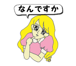 A girl reading in monotone when talks. sticker #8486317