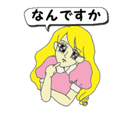 A girl reading in monotone when talks. sticker #8486317