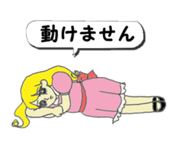 A girl reading in monotone when talks. sticker #8486319