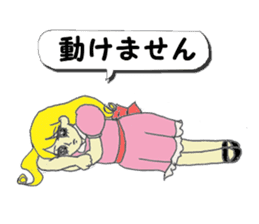 A girl reading in monotone when talks. sticker #8486319