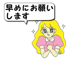 A girl reading in monotone when talks. sticker #8486328